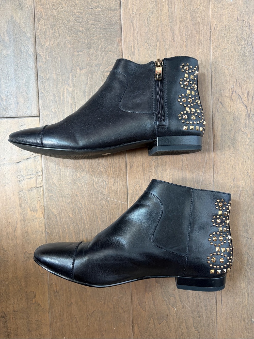 BCBGeneration Black Leather Studded Ankle Booties | Size 7.5